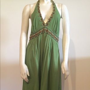 Green Beaded Halter Dress by BCBG MaxAzria 8